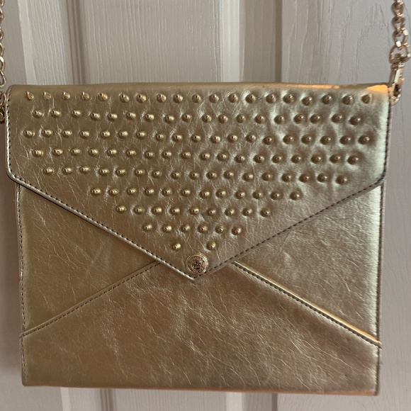 NWOT Rebecca Minkoff Gold Leather iPad Case Shoulder Bag - Picture 2 of 8